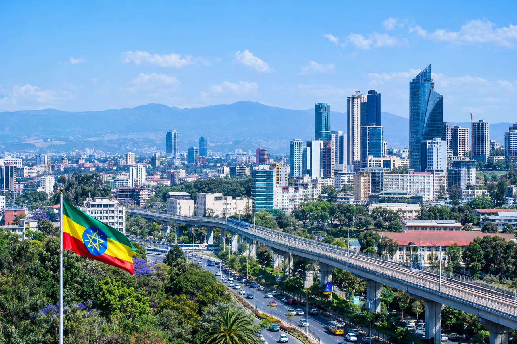 The Addis Ababa skyline in daylight