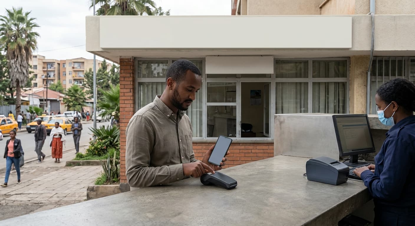 A citizen paying a public service fee on their phone