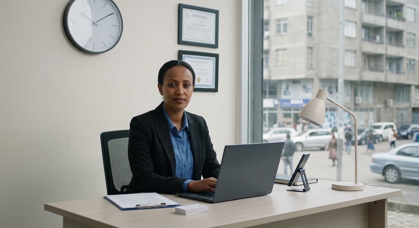 A business owner at their counter taking a payment